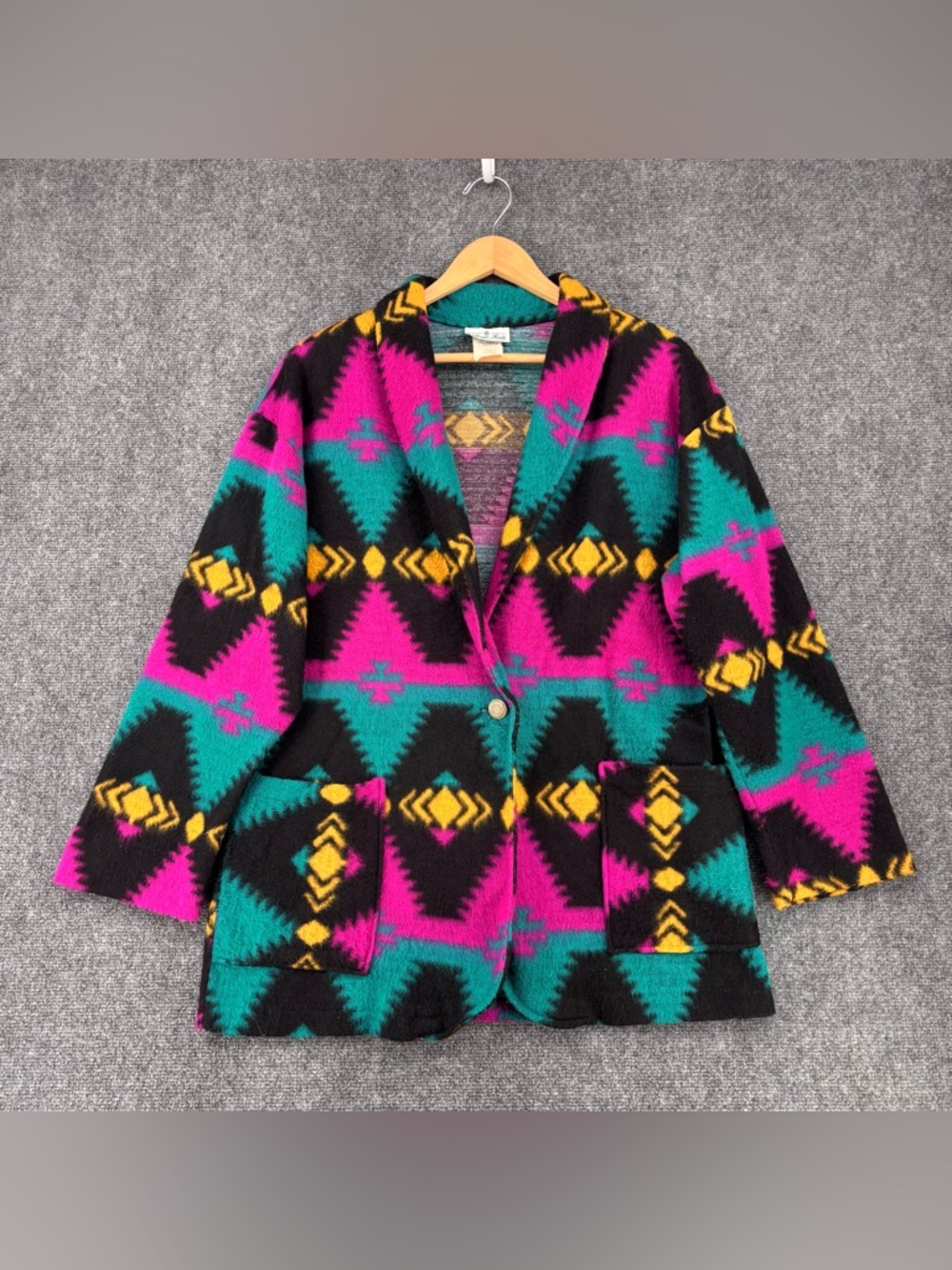 VTG Village Fair Colorful Southwestern Blazer Jacket Women’s L Aztec Made In USA